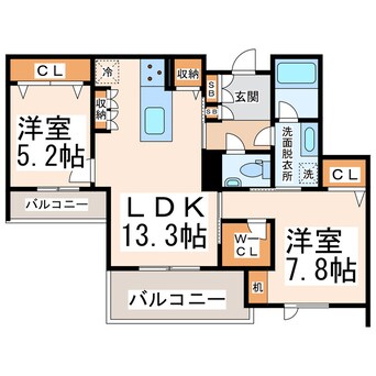 間取図 産交バス（熊本市）/東本町 徒歩4分 2階 築2年