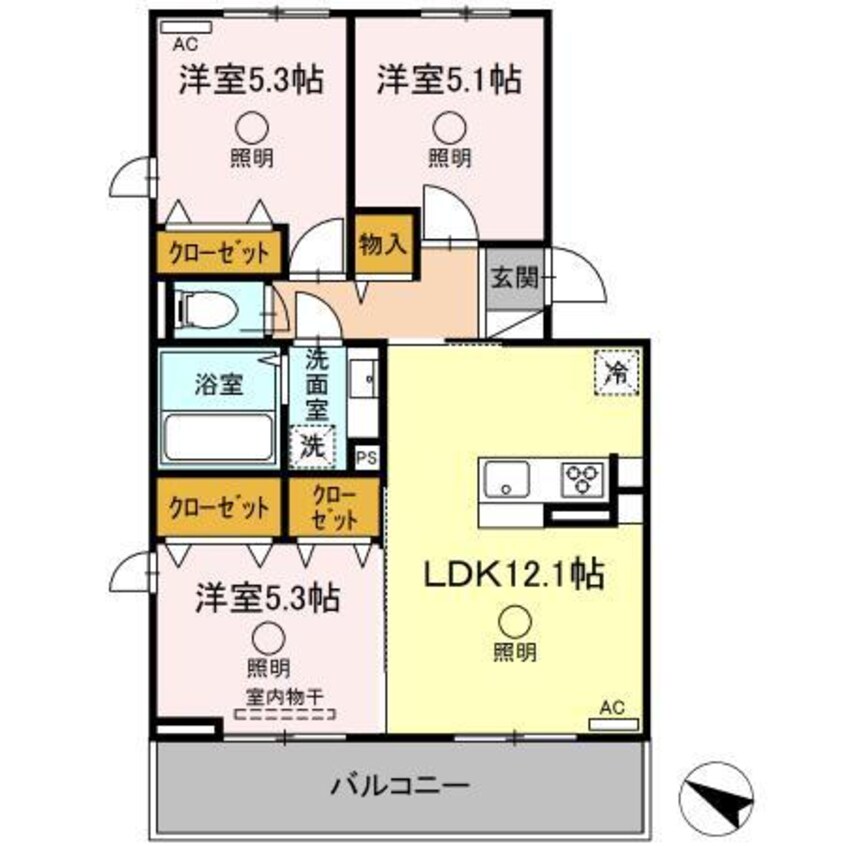 間取図 産交バス（熊本市）/佐土原 徒歩7分 3階 築2年