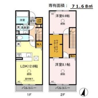 間取図 熊本市電Ａ系統<熊本市交通局>/健軍校前駅 徒歩5分 1-2階 1年未満