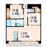 SQUARE大津 2LDKの間取り