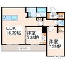 シャーメゾン健軍Ｅａｓｔ 2LDKの間取り