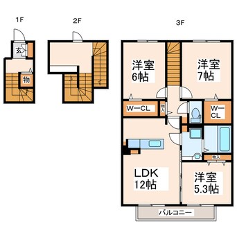 間取図 産交バス（熊本市）/御領 徒歩5分 3階 築10年