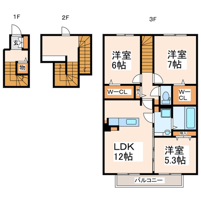 間取図 産交バス（熊本市）/御領 徒歩5分 3階 築10年