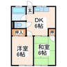 コンフォ帯山 2DKの間取り