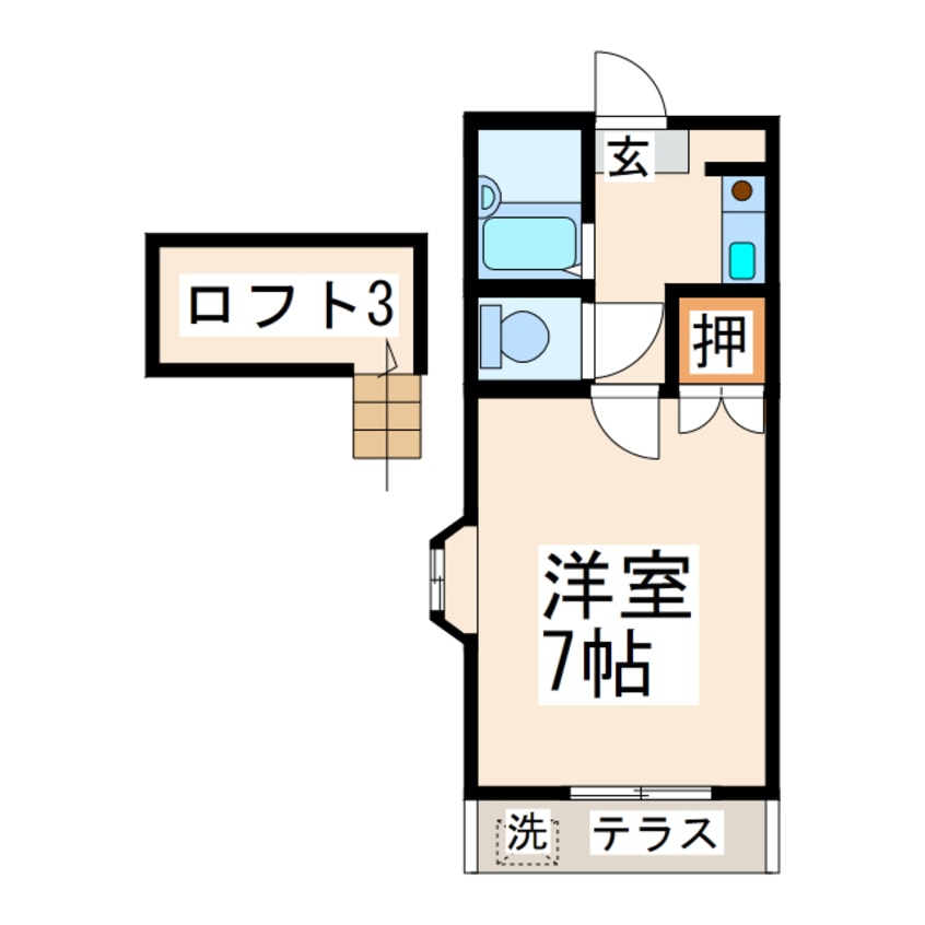 間取図 熊本市営バス/鉄工団地前 徒歩3分 1階 築36年