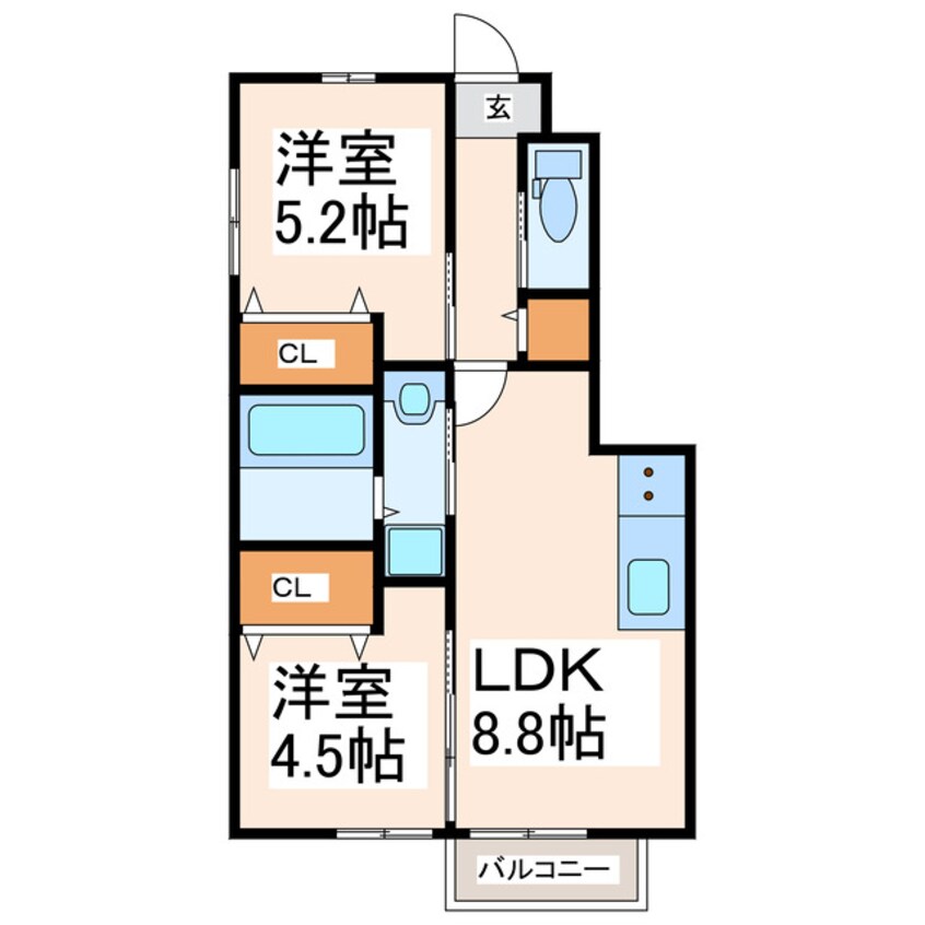 間取図 豊肥本線<阿蘇高原線>/水前寺駅 徒歩19分 1階 築5年