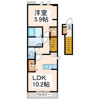 間取図 産交バス（熊本市）/帯山九丁目 徒歩3分 2階 築9年