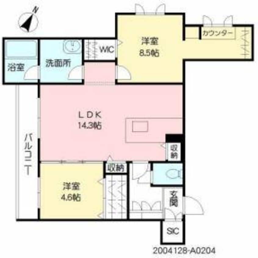 間取図 産交バス（熊本市）/八反田 徒歩3分 2階 築3年