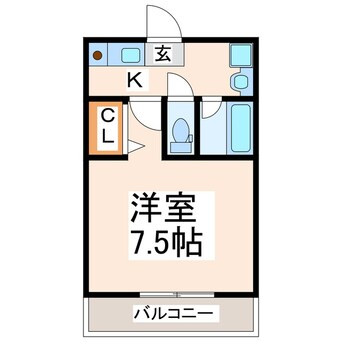 間取図 産交バス（熊本市）/長嶺 徒歩3分 1階 築27年