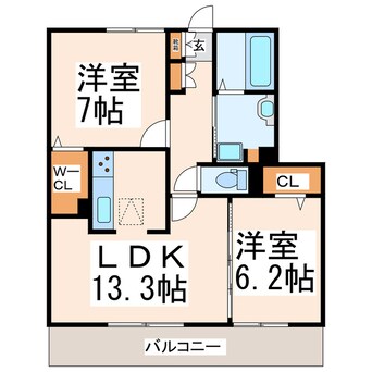 間取図 産交バス（熊本市）/合歓の平 徒歩5分 1階 築6年