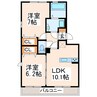 産交バス（熊本市）/長嶺団地 徒歩5分 2階 築9年 2LDKの間取り