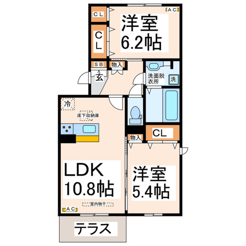 間取図 産交バス（熊本市）/新南部入口 徒歩2分 1階 築8年