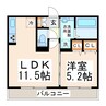 産交バス（熊本市）/ゆめタウンサンピアン前 徒歩6分 2階 築7年 1LDKの間取り