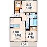 産交バス（熊本市）/自動車学校前 徒歩2分 1階 築11年 2LDKの間取り