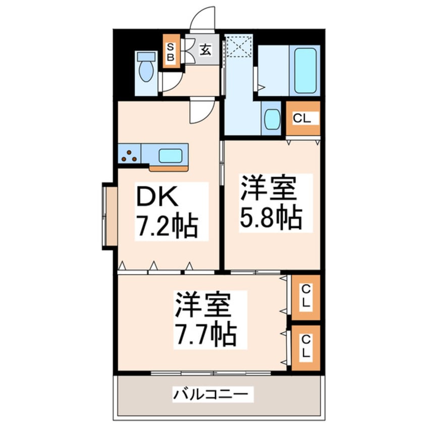 間取図 産交バス（熊本市）/一本木 徒歩5分 2-4階 築22年