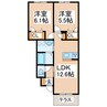 クレストールアベニューⅠ・Ⅱ・Ⅲ 2LDKの間取り