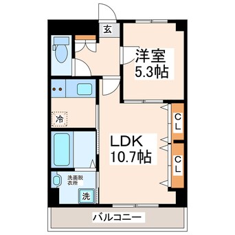 間取図 熊本市電Ａ系統<熊本市交通局>/健軍町駅 徒歩21分 8階 1年未満