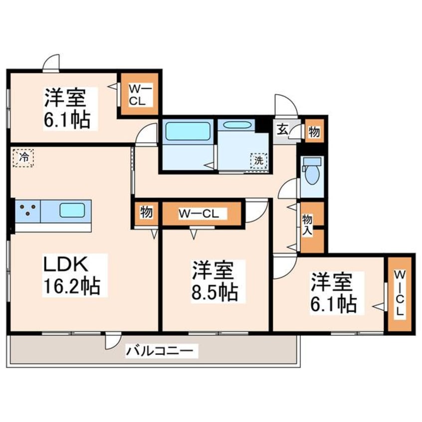 間取図 豊肥本線<阿蘇高原線>/竜田口駅 徒歩44分 3階 築2年