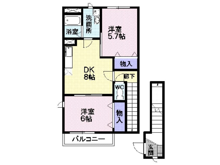 間取図 米坂線（東北地方）/米沢駅 車移動　4分2.7km 2階 築19年