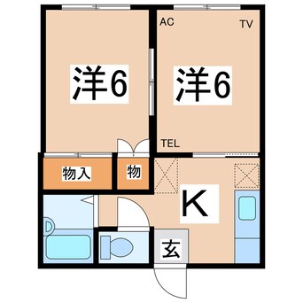 間取図 奥羽本線・山形線/米沢駅 車移動　4分2.6km 3階 築33年