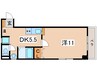 奥羽本線・山形線/米沢駅 車移動 2階 築19年 1DKの間取り