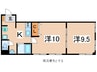 奥羽本線・山形線/置賜駅 車移動 1階 築29年 2Kの間取り
