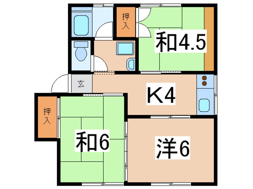 間取図 奥羽本線・山形線/米沢駅 車移動　4分2.7km 2階 築39年