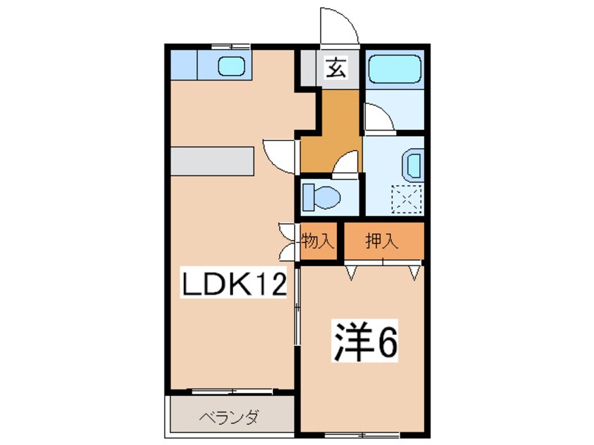 間取図 奥羽本線・山形線/置賜駅 徒歩5分 1階 築25年