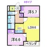 アリビオ22成島南館 2LDKの間取り