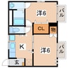 奥羽本線・山形線/米沢駅 車移動 3階 築23年 2DKの間取り
