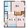 ピュアフラワーB 2Kの間取り