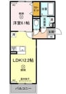 Elpis　Ⅱ　Ⅱ棟 1LDKの間取り