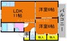 シャンポールながせＥ棟 2LDKの間取り