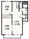 ピュアローズ　A 2LDKの間取り