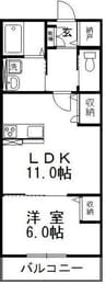 ローレルＡ棟 1LDKの間取り