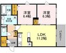 Shallow Garden　A棟 2LDKの間取り