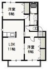 ペアフィールド　Ａ棟 2LDKの間取り