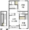 ラ・ベルデューラⅤ 2LDKの間取り