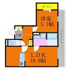 ラシュレ大元 1LDKの間取り