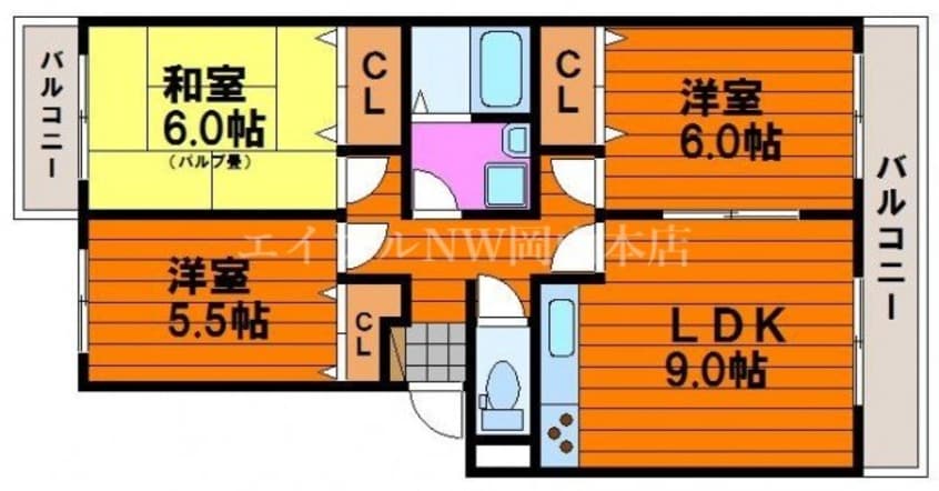 間取図 ハピネス篤B棟