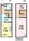 リースランド平福　A棟 1DK+Sの間取り