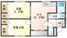 ロイヤルハイツ藤田 2DKの間取り