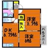 パインパレス　B 2DKの間取り