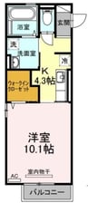 プリシア三門 1Kの間取り