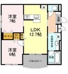 Shallow Garden　A棟 2LDKの間取り