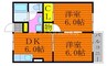 プレジール学南　Ａ棟 2DKの間取り
