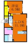 シャーメゾン福富西 1LDKの間取り