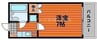 新保マンション 1Kの間取り