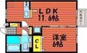 アルファーム　A棟 1LDKの間取り