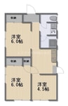 三野本町貸家 3DKの間取り